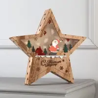 Светодиодная фигура &laquo;Дед Мороз в лесу&raquo; 30&times;30&times;5 см, дерево, от батареек АААх2, свечение тёплое белое
