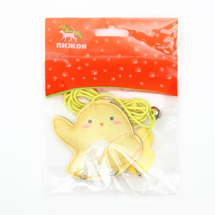 Дразнилка для кошек на креплении с бубенчиком  Дразнилка для кошек на креплении с бубенчиком "Птичка" с кошачьей мятой