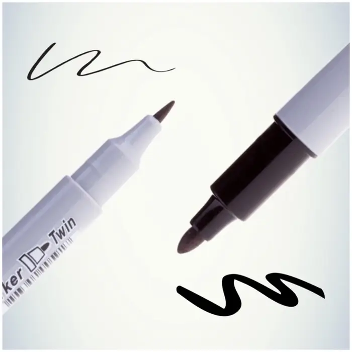 Маркер перманентный Crown. P-800W, чёрный, двухсторонний, узел 1.0 мм/2.0 мм