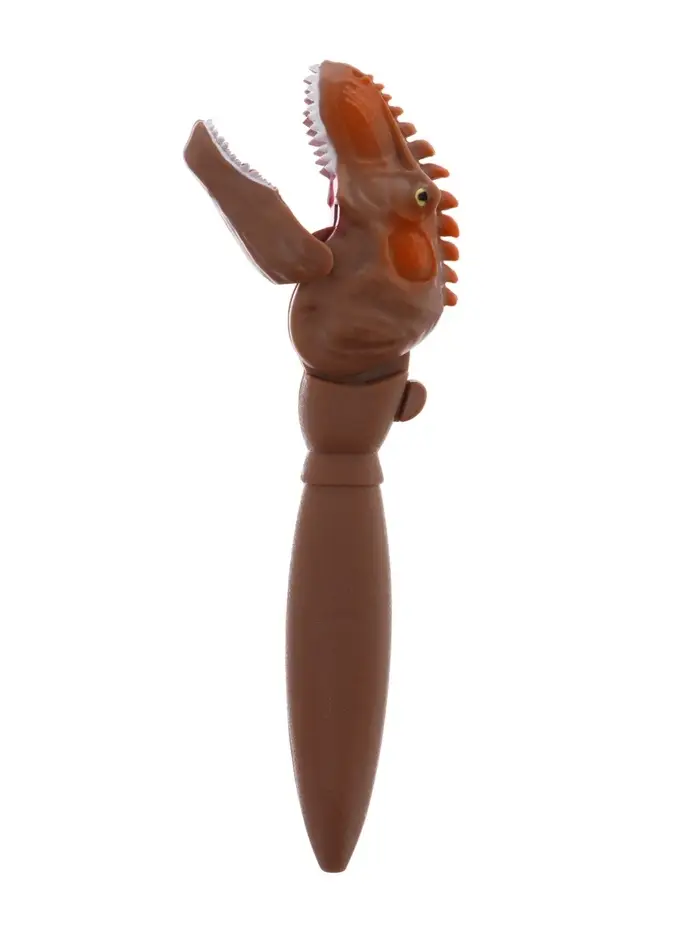 Ручка гелевая-прикол, Динозавр МИКС, с помощью кнопки пасть закрывается