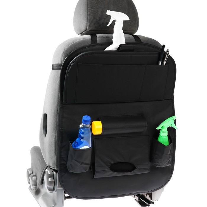 Органайзер на спинку сиденья 62×44 см, кож.зам, черный Органайзер на спинку сиденья 62×44 см, кож.зам, черный