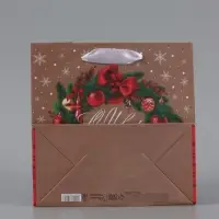 Пакет подарочный новогодний крафтовый квадратный &laquo;С Новым годом&raquo;, 22&times;22&times;11 см