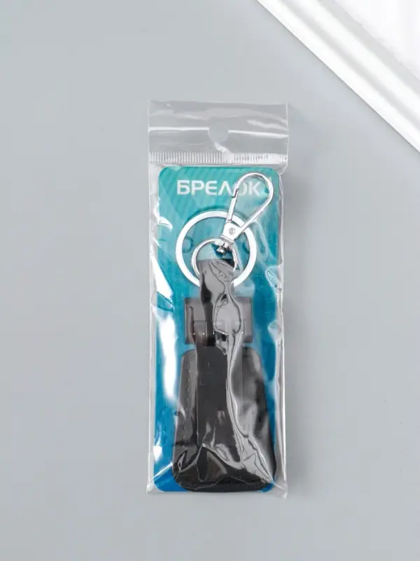 Брелок для ключей на кольце с карабином под нанесение, кожзам, размер окна 3.7&times;1.7 см, чёрный матовый, 13&times;4&times;0.7 см