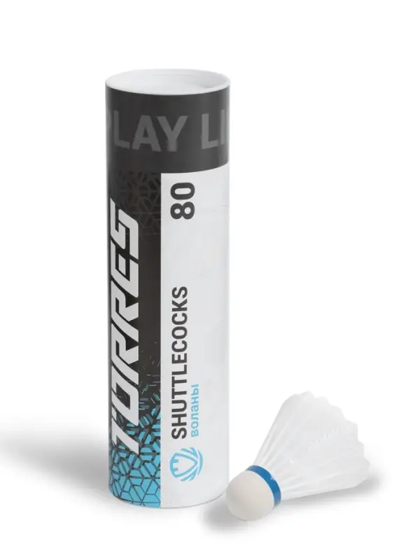 Набор воланов для бадминтона TORRES 80, 6 шт., белый