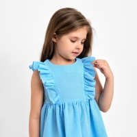 Платье детское с рюшей KAFTAN "Муслин", р 26 (80-86см), голубой