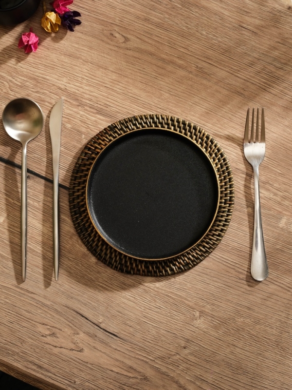 Коврик сервировочный плетеный круглый ротанг, 20х20х0,5 см