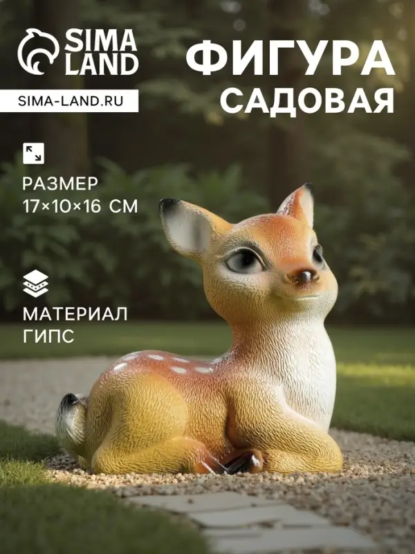 Садовая фигура из гипса &laquo;Оленёнок&raquo;, 17&times;10&times;16 см