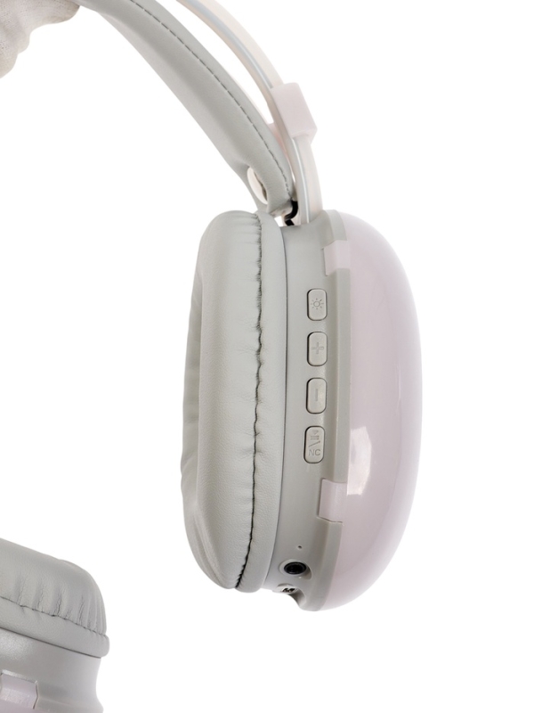 Наушники полноразмерные Mybit W-33, RGB подсветка, BT5.3, 800 мАч, Type-C, белые