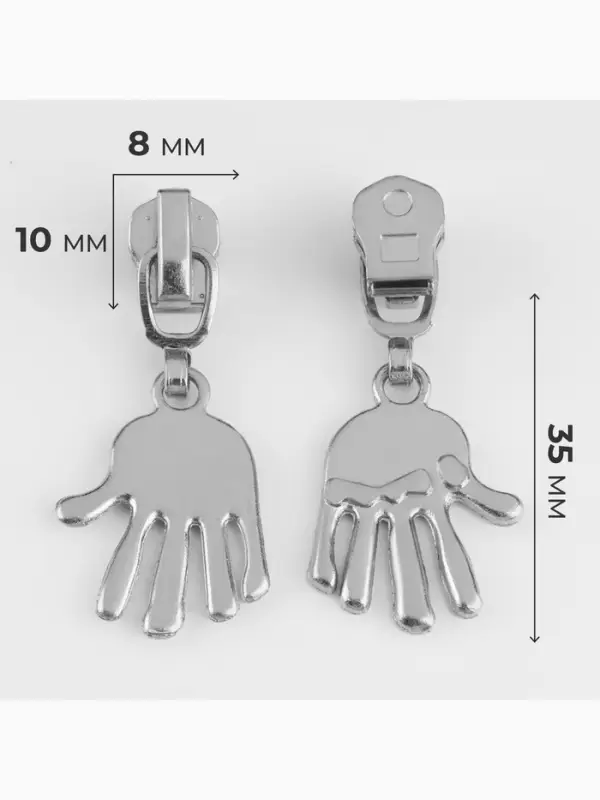 Бегунок для металлической молнии, №3, &laquo;Ладонь&raquo;, 10 шт., цвет никель