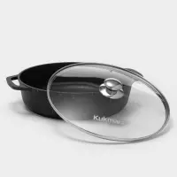 Сотейник KUKMARA, d=32 см, стеклянная крышка, антипригарное покрытие, литой алюминий, чёрный