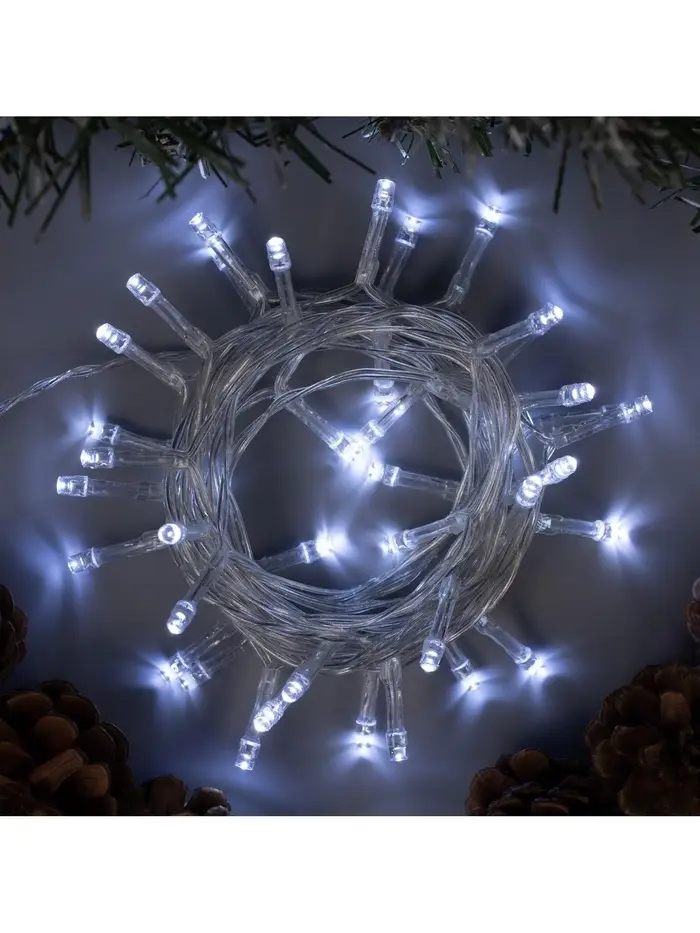 Гирлянда &laquo;Нить&raquo; 4 м, IP20, прозрачная нить, 40 LED, 2 режима, батарейки AAх3 (нет в комплекте), свечение белое