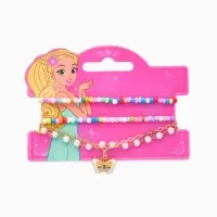 Набор детских браслетов 4 шт.  "Выбражулька" тренд, бисер, бабочка, цветные