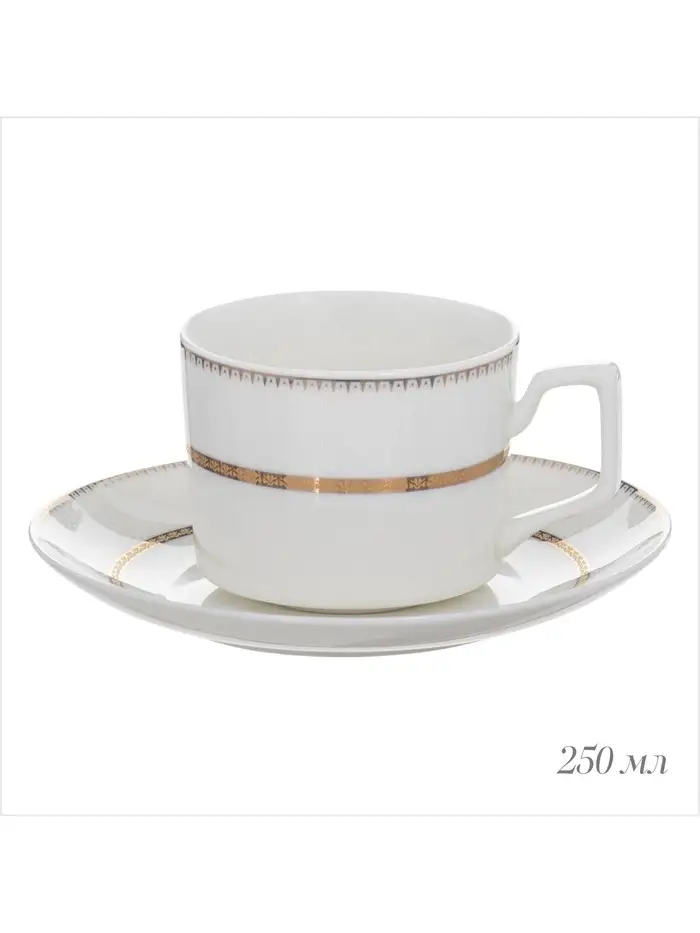 Чайный набор WY Grace, 12 предметов, кружка 250 мл 6 шт., блюдце d=15.5 см 6 шт., фарфор