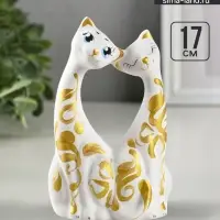 Фигурка керамика &laquo;Коты влюбленные&raquo;, белые, 6&times;11&times;17 см