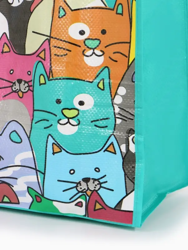 Сумка хоз Котики, 45*20*37, отдел без молнии, зеленый