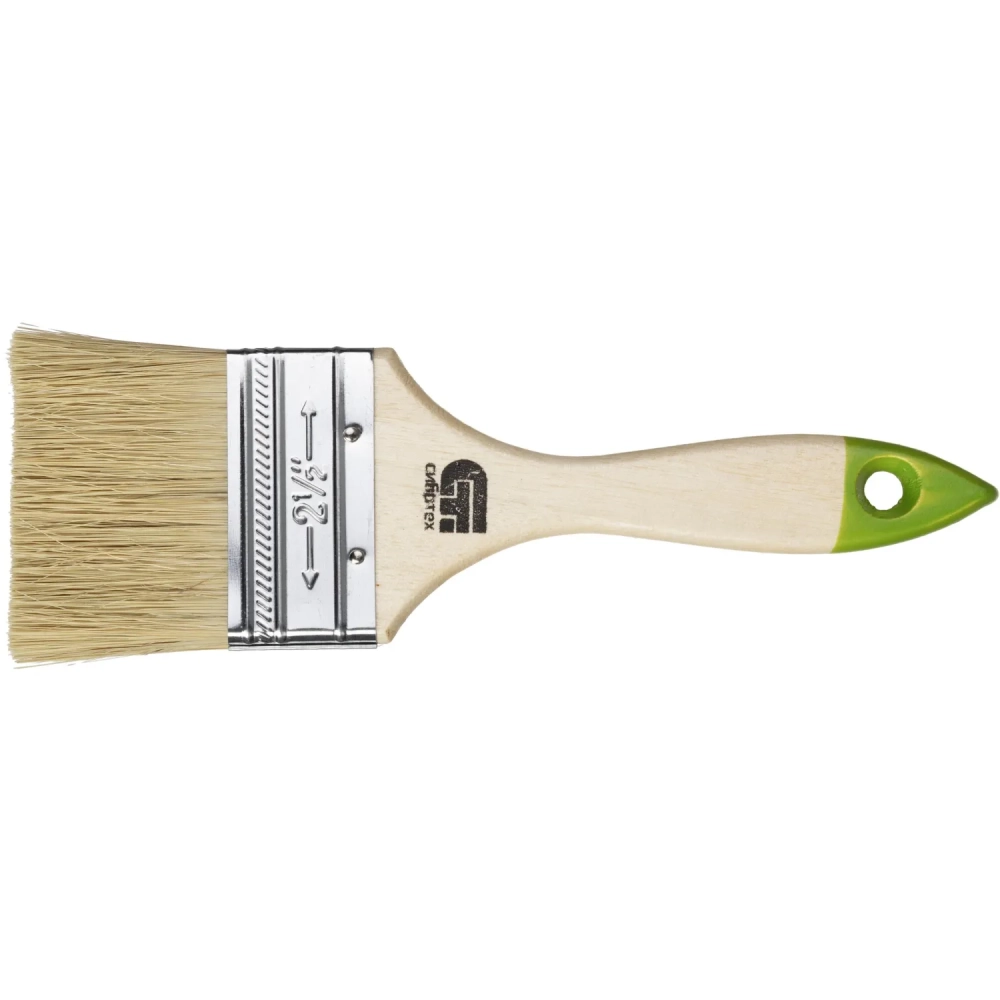 Кисть плоская 63 мм, натуральная щетина, деревянная ручка Сибртех (82264)