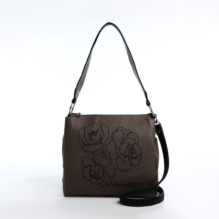 Сумка женская Сумка женская "Золотой Дождь" на молнии, цвет коричневый/чёрный