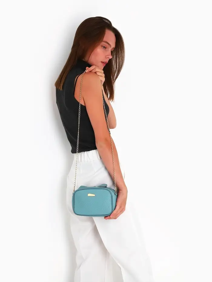 Сумка женская кросс-боди на молнии, 19&times;7&times;13 см, голубая
