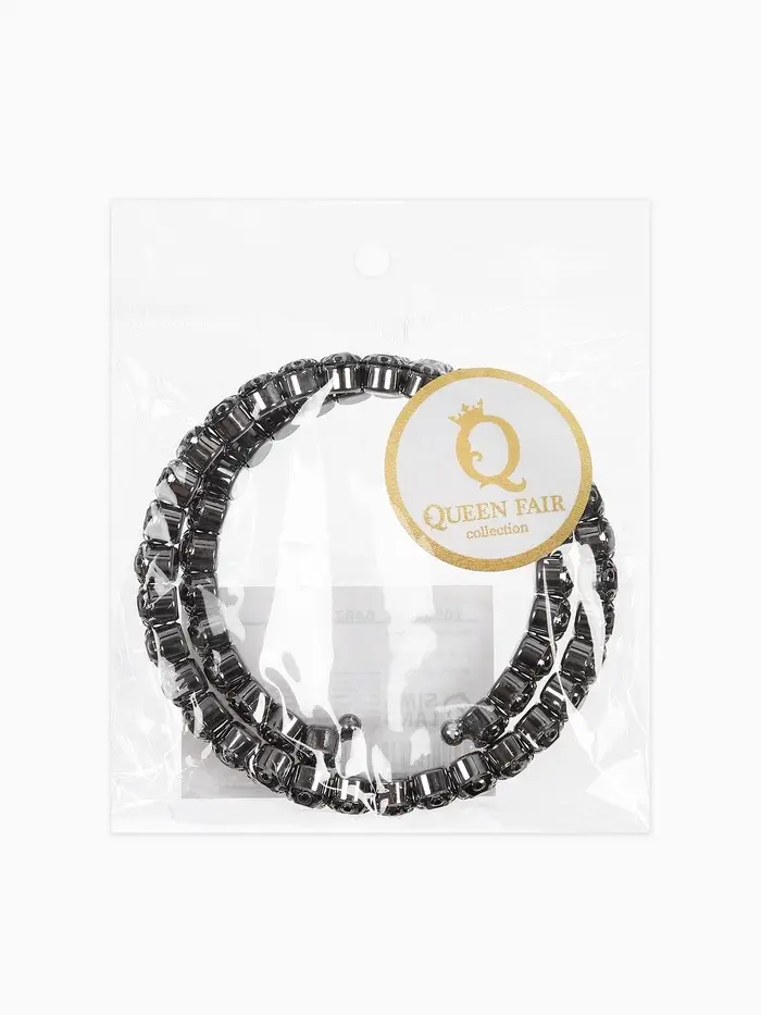 Браслет-пружинка со стразами, цвет чёрный