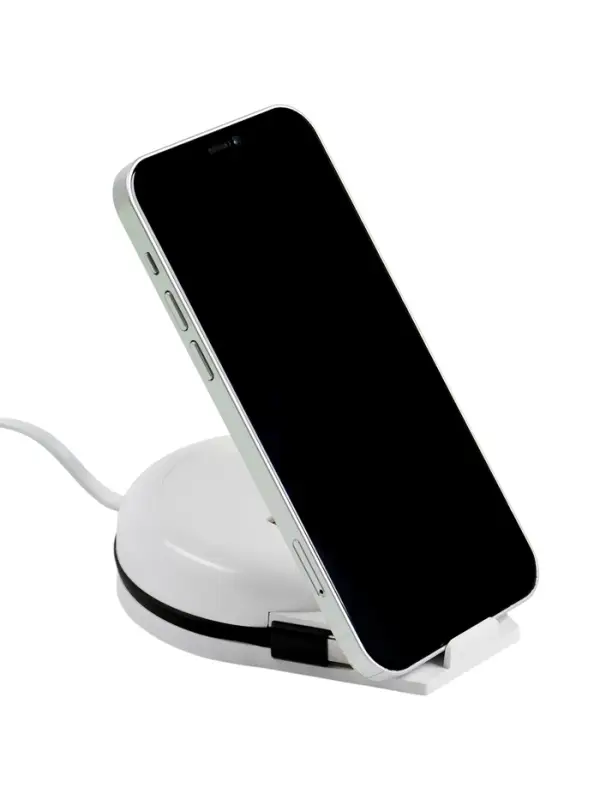 Зарядное устройство USB, 4 порта, встроенный кабель Type-C, держатель для телефона, провод 1 м, белый