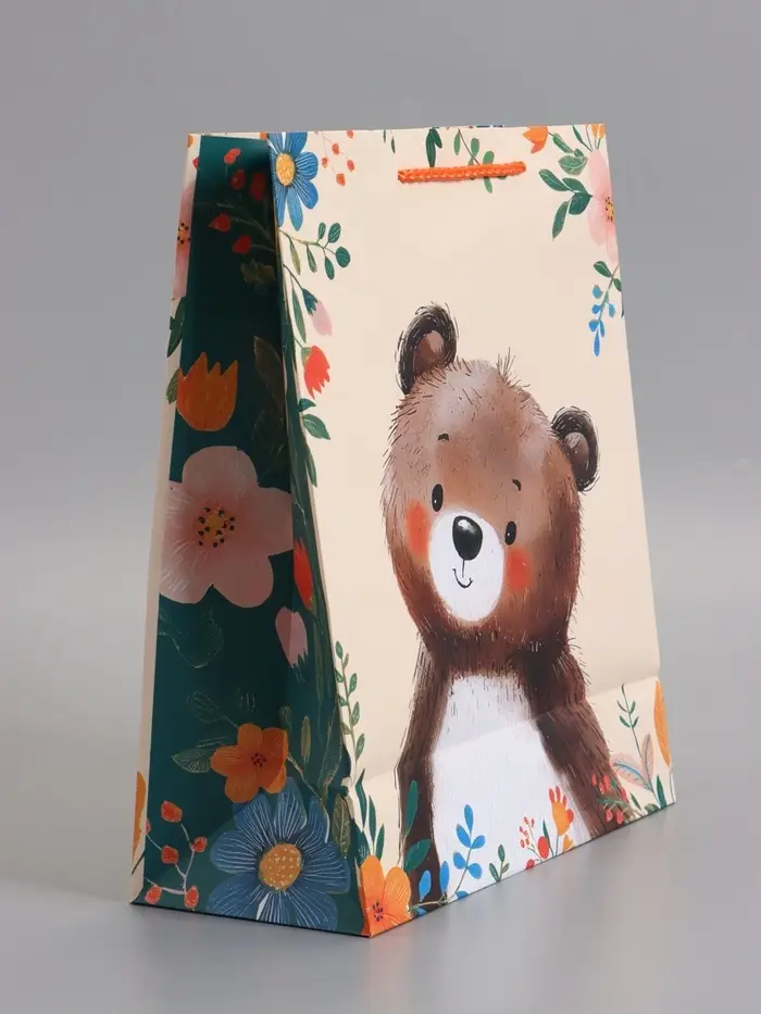 Пакет подарочный "Мишка" ламинированный 26 х 12 х 32 см