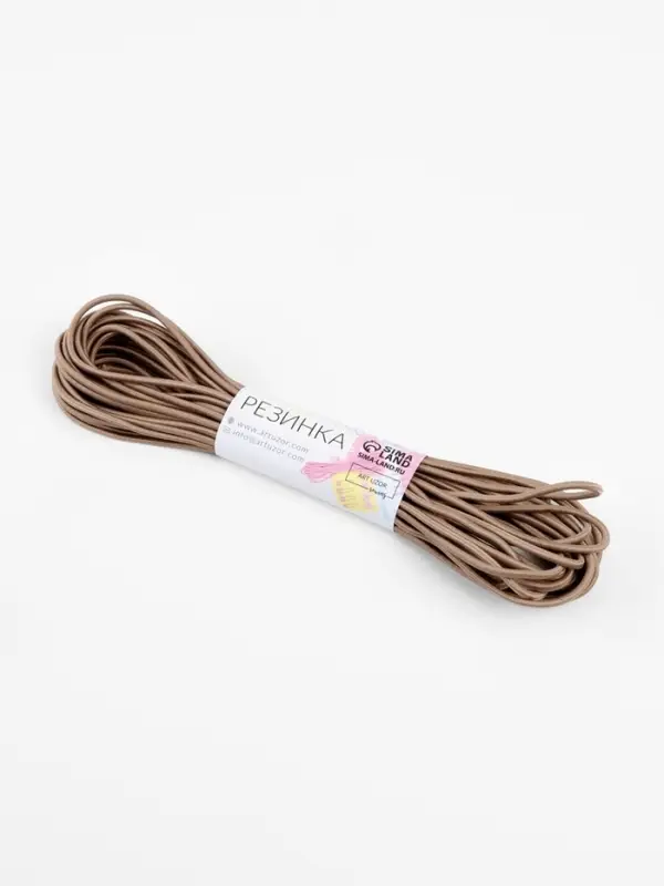 Резинка шляпная, 2 мм, 9&plusmn;0.5 м, 2 отрезка, бежевая