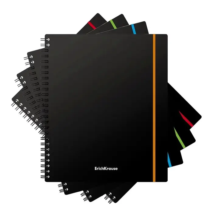 Тетрадь на спирали ErichKrause. Accent А5, 80 листов, в клетку, пластиковая обложка, на резинке, блок офсет, МИКС