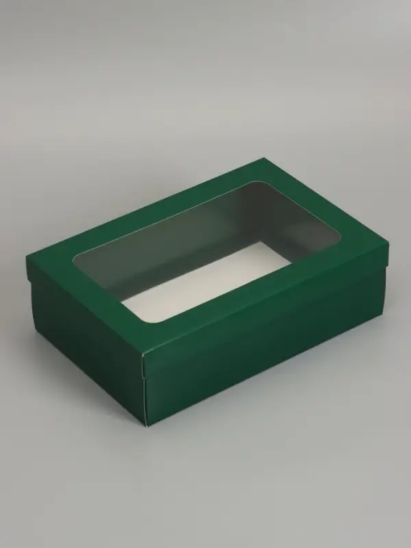 Коробка складная &laquo;Армейский зелёный&raquo;, с окном  30 х  20 х 9 см