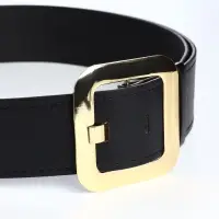 Ремень женский, 110&times;4.8 см, квадратная пряжка, золотистая, чёрный