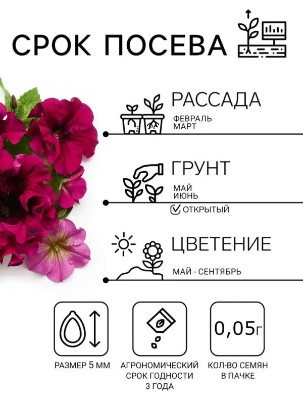 Семена цветов Петуния &laquo;Титан пурпуровый&raquo;, бахромчатый, 7 шт., &laquo;Гавриш&raquo;