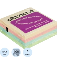 Стикеры Attache куб 76х76, пастель 4 цвета 400 л