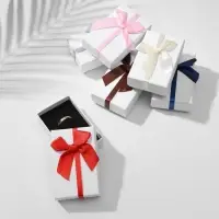 Коробочка подарочная под набор «Бантик» минимализм, 5×8 (размер полезной части 4.9×7.8 см), МИКС, вставка чёрная