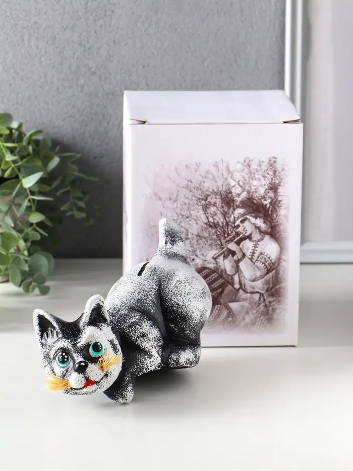 Копилка "Кот Василий" 11,5х18х9 см, белый