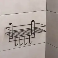 Полка для ванной прямая, 4 крючка, 33&times;12.5&times;21 см, чёрная