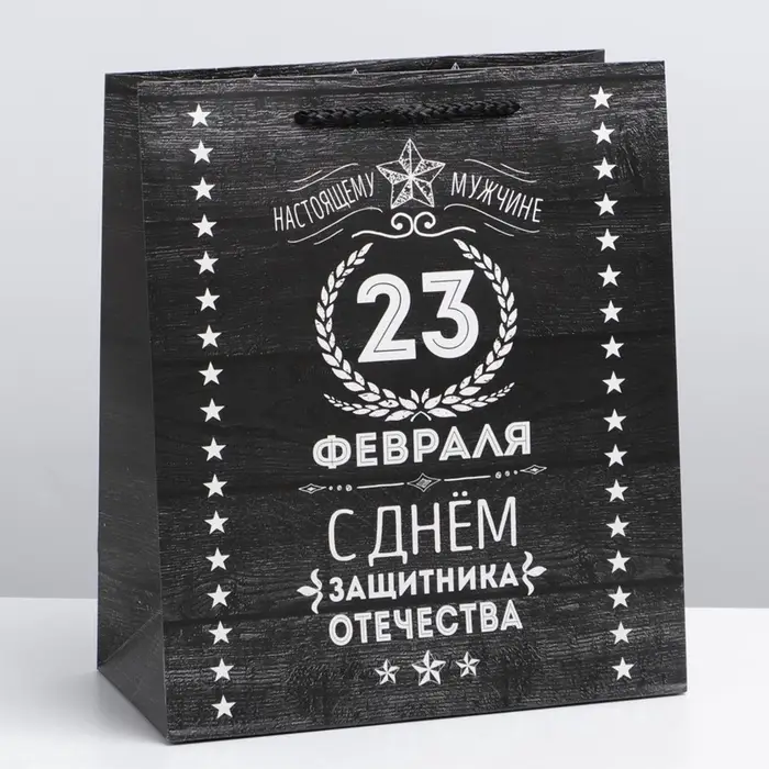 Пакет подарочный ламинированный, упаковка, &laquo;С 23 февраля&raquo;, ML 23&times;27&times;11.5 см