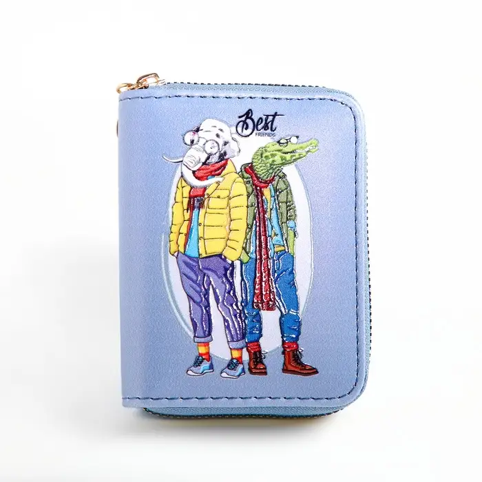 Кошелёк Выбражулька &laquo;Крокодил и слон&raquo;, на молнии, маленький, детский, голубой