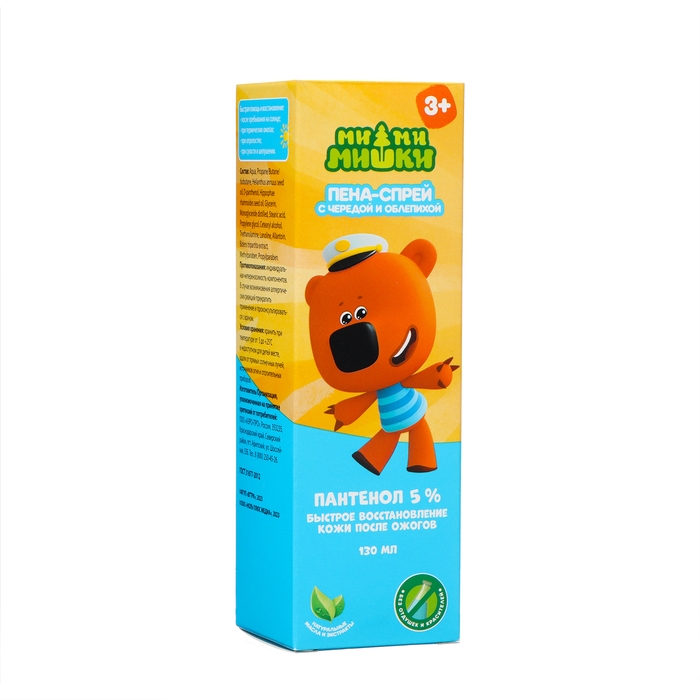 Пантенол детский  Пантенол детский "Ми-ми-мишки" с чередой и облепихой дляухода за кожей лица и тела, 130 мл