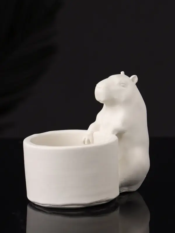 Подсвечник  Подсвечник "Капибара" 6х9 см, натуральный, гипс