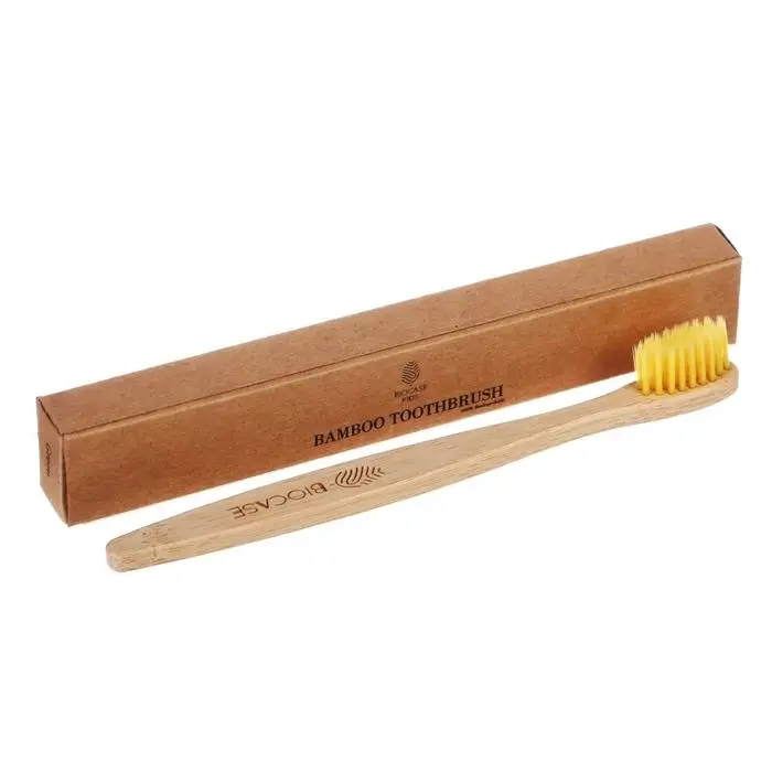 Бамбуковая зубная щётка Biocase, мини, жёлтая