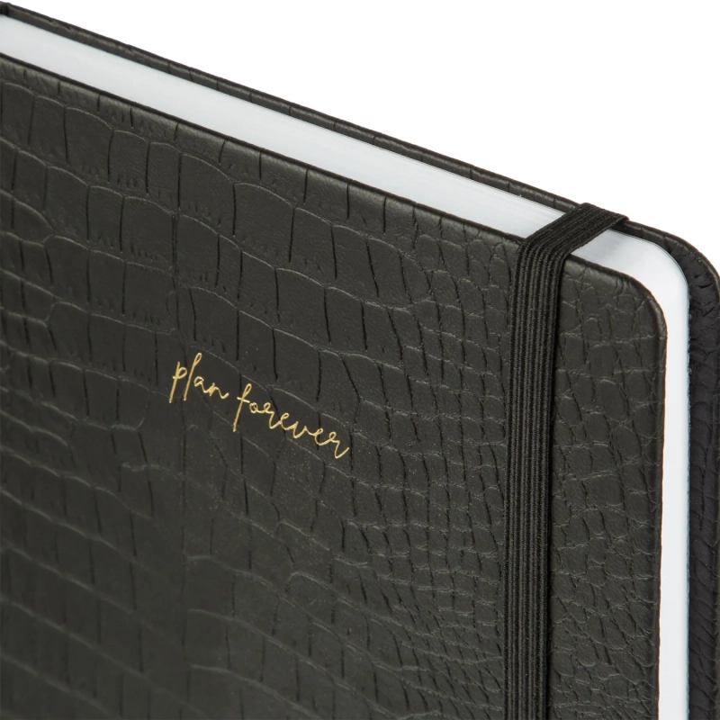 Ежедневник недатированный черный, рептилия, А5 136 л., ATTACHE