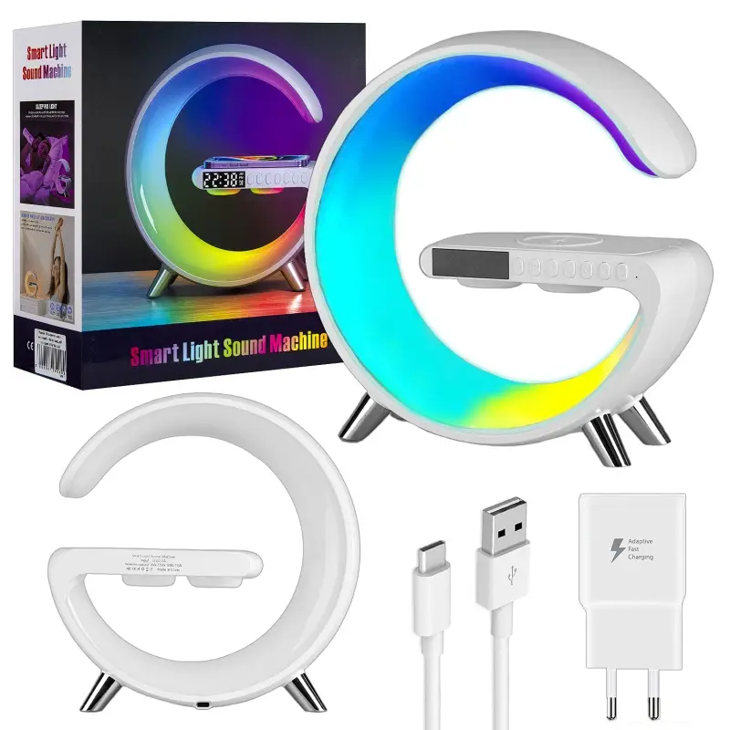 Портативная акустика RGB с беспроводной зарядкой 15W белый