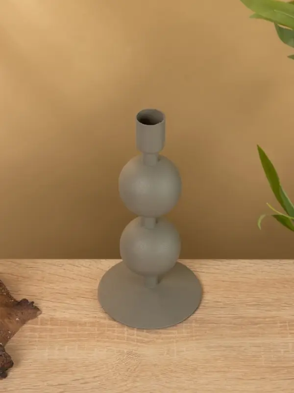 Подсвечник на 1 свечу текстурный  Подсвечник на 1 свечу текстурный "Графитовый" с 2 сферами 8,5х8,5х18 см