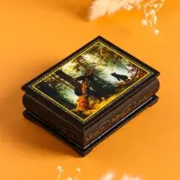 Шкатулка для украшений &laquo;Мишки&raquo;, 7.5&times;10 см, лаковая миниатюра