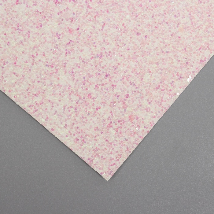 Лист для творчества иск.кожа Лист для творчества иск.кожа "Крупные блёстки" бело-розовый лист 33х20 см толщина 0,84 мм