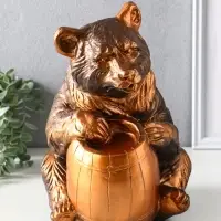 Копилка для денег &laquo;Медведь с бочонком&raquo;, гипс под бронзу, 29&times;20&times;25 см