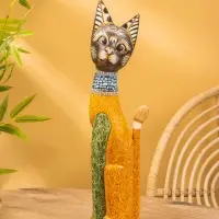Сувенир «Кошка», 60×14×6 см, дерево, коричневый, МИКС