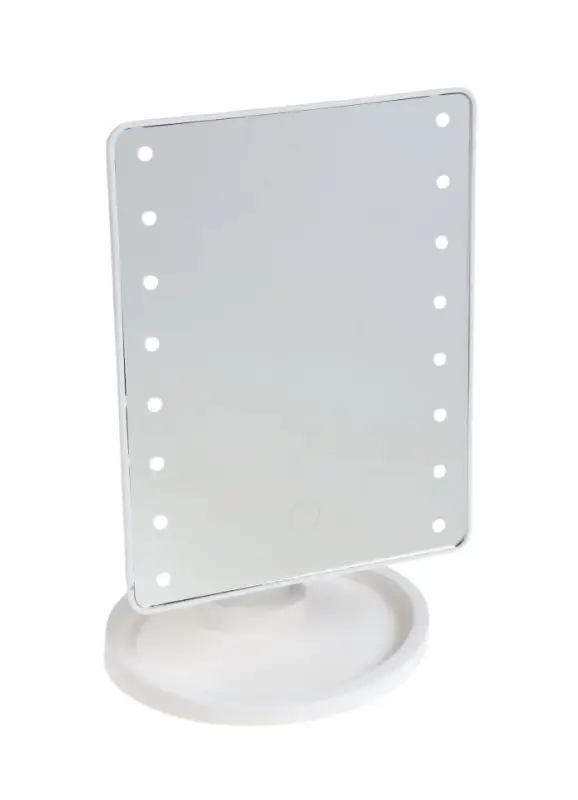 Зеркало KZ-06, подсветка, 26.5 х 16 х 12 см, 16 диодов, сенсорная кнопка, белое Зеркало KZ-06, подсветка, 26.5 х 16 х 12 см, 16 диодов, сенсорная кнопка, белое