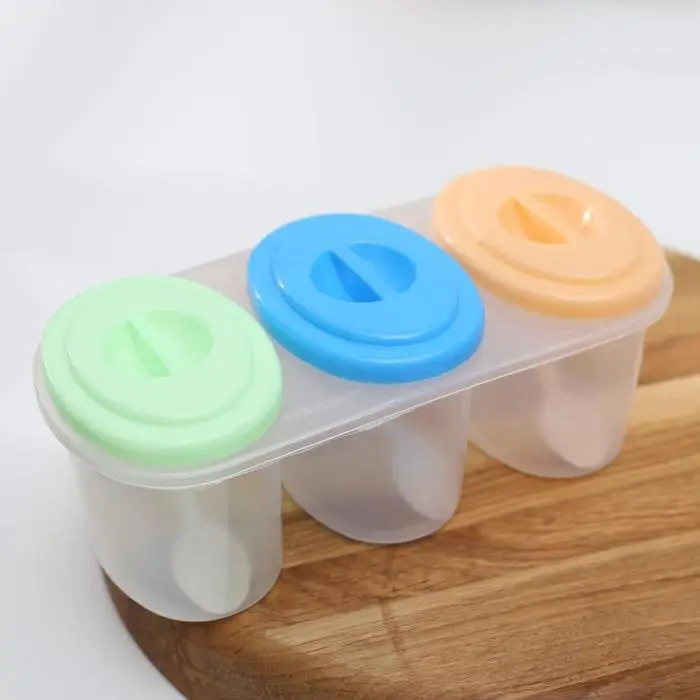 Набор банок для сыпучих продуктов «Комфорт», 3 шт, 21×9,5×8 см, с ложками, цвет МИКС Набор банок для сыпучих продуктов «Комфорт», 3 шт, 21×9,5×8 см, с ложками, цвет МИКС