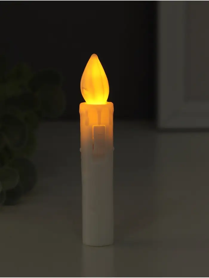 Светодиодная свеча, ночник LED RISALUX «Мини», 3×AG13, белый, 1.5×1.5×9 см