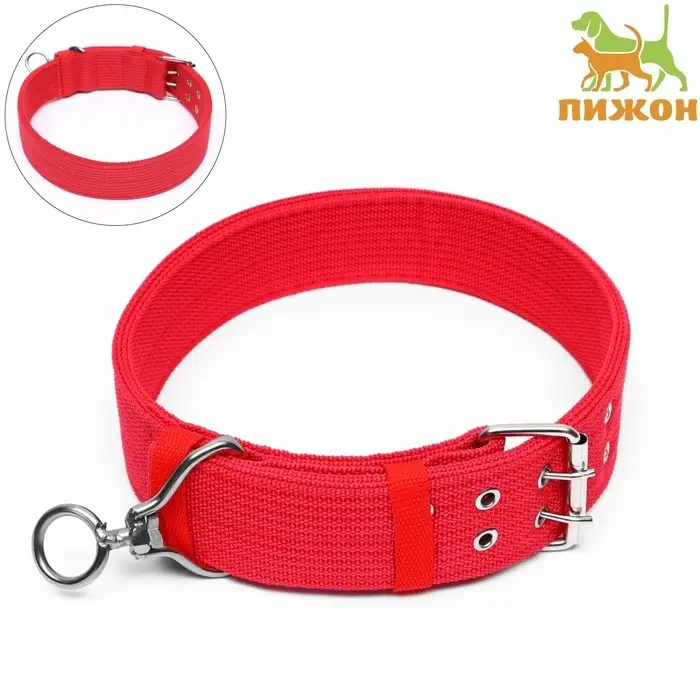 Ошейник, 80&times;4.9 см, ОШ 64-74 см, четырёхслойный, с вертлюгом, полиэстер, красный